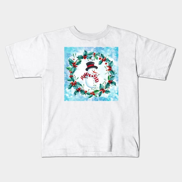 Cute snowman Kids T-Shirt by Nopi Pantelidou